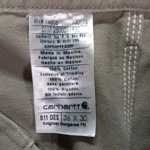 Carhartt Carpenter Pant Men 36x29, Tag 36x30 Dungaree Fit Canvas Beige B11 DES - Picture 14 of 15